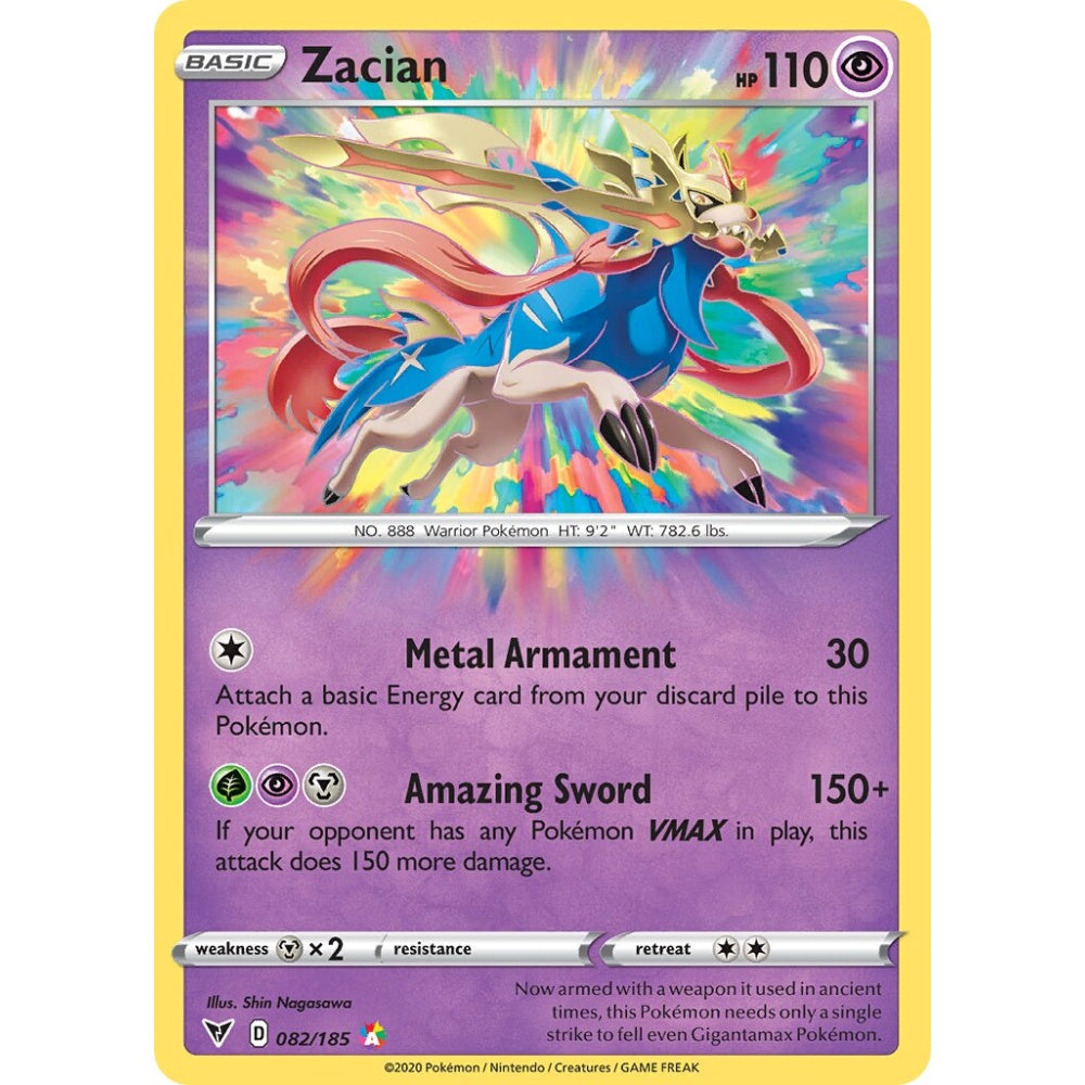 Zacian Amazing Rare 082/185 Pokemon Card Game Vivid Voltage