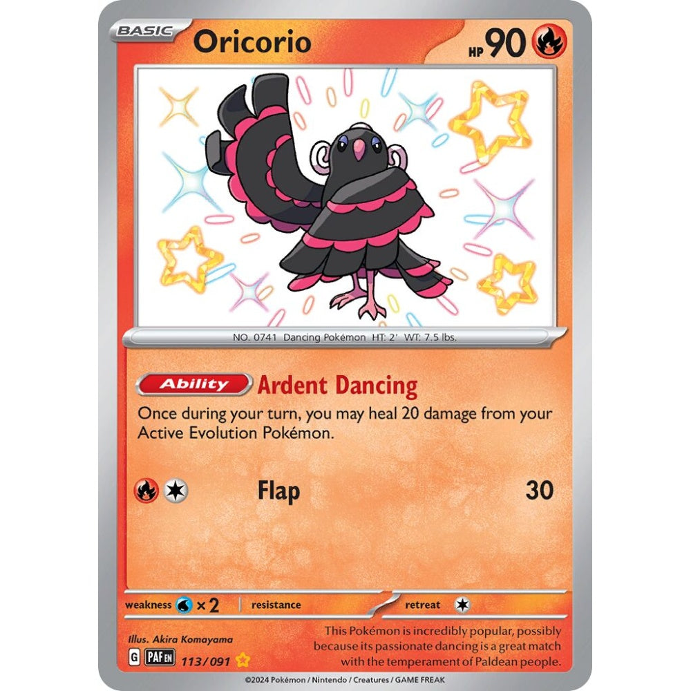 Oricorio Shiny Rare 113/091 Pokemon Card Game Paldean Fates