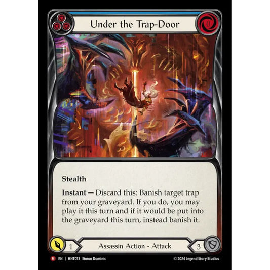 Under the Trap-Door HNT013-RF Majestic Flesh & Blood Trading Card Game The Hunted in Rainbow Foil Art