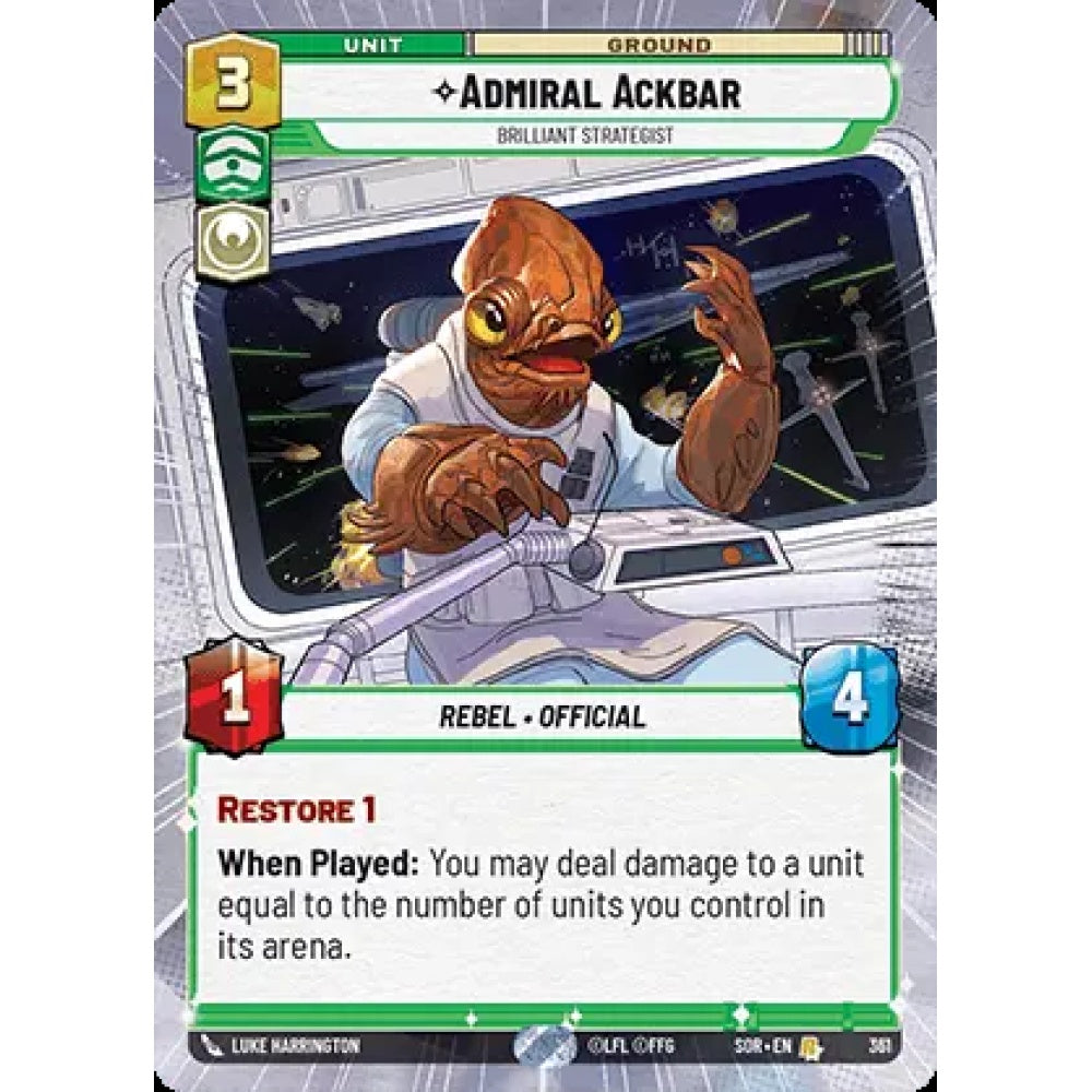 Admiral Ackbar, 361, R, Star Wars Unlimited, Sparks Of Rebellion