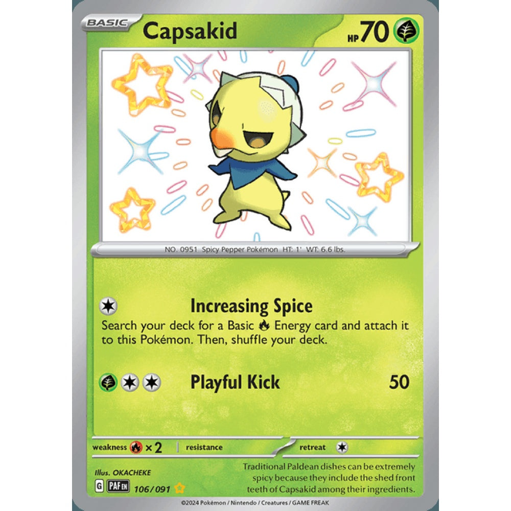 Capsakid Shiny Rare 106/091 Pokemon Card Game Paldean Fates