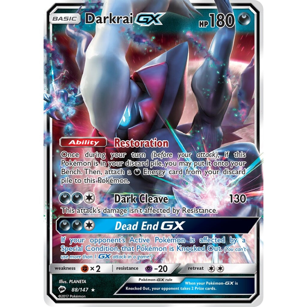 Darkrai-GX Rare Holo GX 88/147 Pokemon Card Game Burning Shadows
