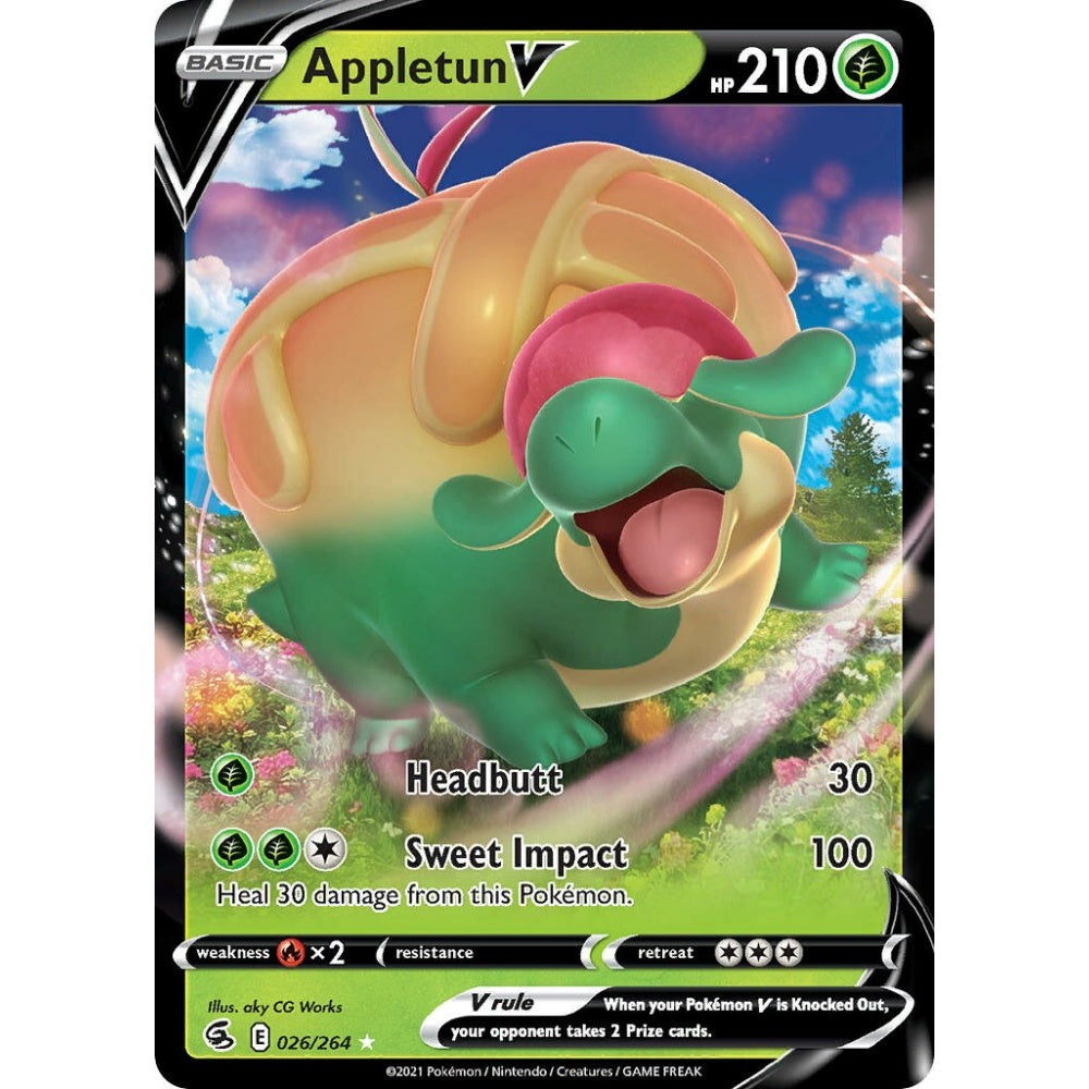 Appletun V Holo Rare V 026/264 Pokemon Card Game Fusion Strike