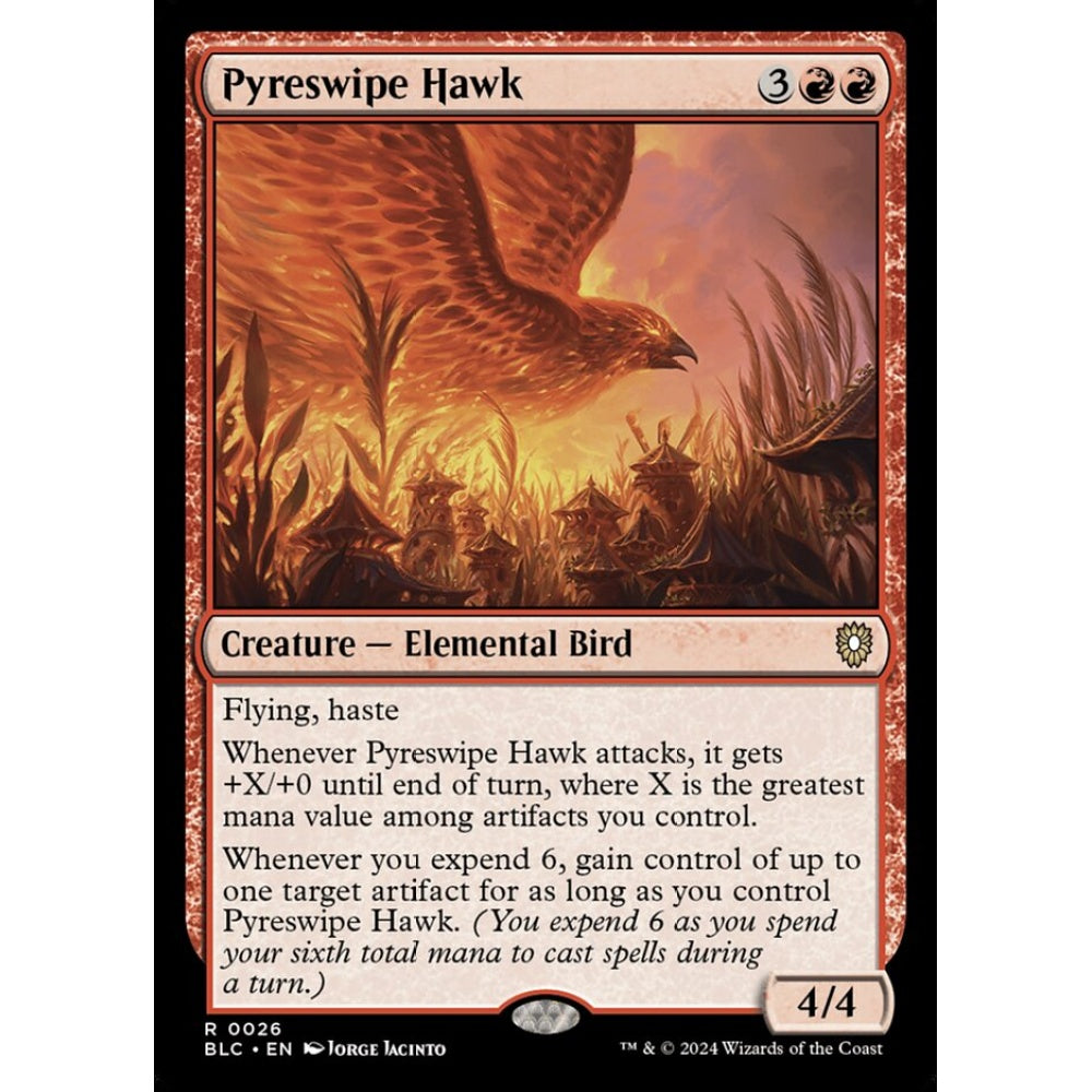 Pyreswipe Hawk, 26, rare, Magic: The Gathering, Bloomburrow