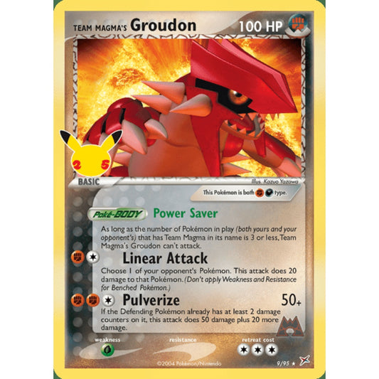 Team Magma's Groudon Holo Rare 9/95 Pokemon Card Game Celebrations