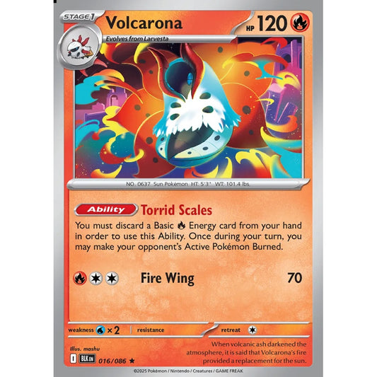 Volcarona Rare 016/086 Pokemon Card Game Black Bolt