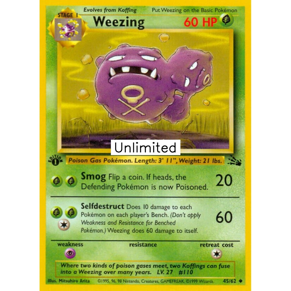 Weezing Uncommon 45/62 Pokemon Card Game Fossil