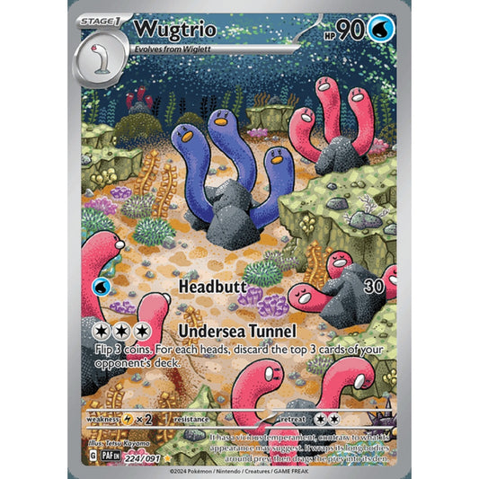 Wugtrio Illustration Rare 224/091 Pokemon Card Game Paldean Fates