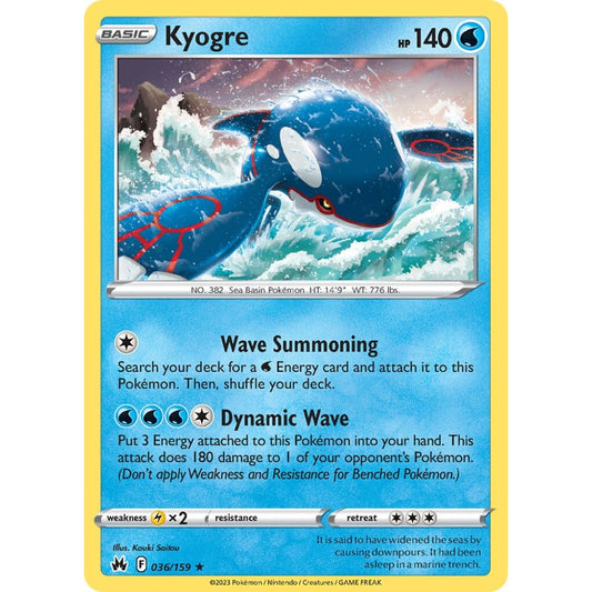 Kyogre Rare Holo 036/159 Pokemon Card Game Crown Zenith