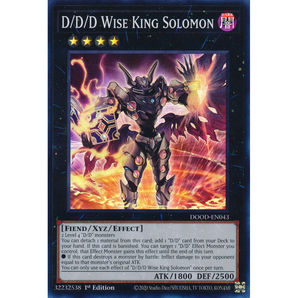 D/D/D Wise King Solomon DOOD-EN043 Super Super Rare Yu-Gi-Oh Doom of Dimensions in Art