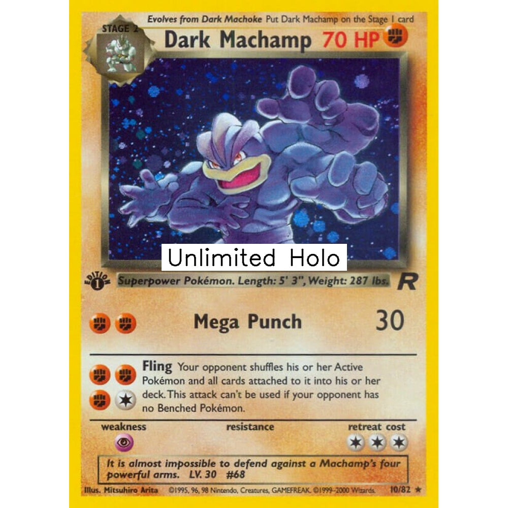 Dark Machamp Rare Holo 10/82 Pokemon Card Game Team Rocket