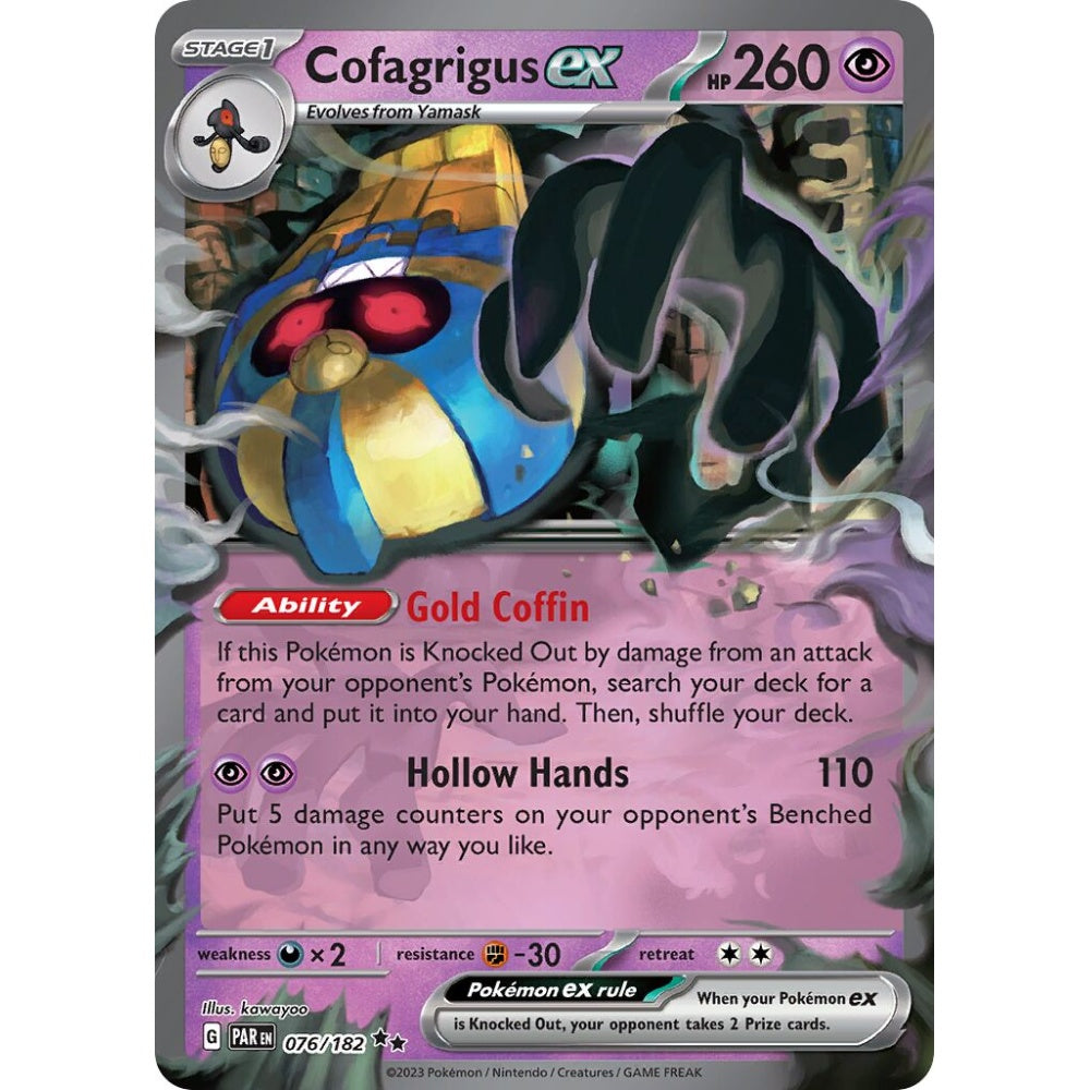 Cofagrigus ex Double Rare 076/182 Pokemon Card Game Paradox Rift