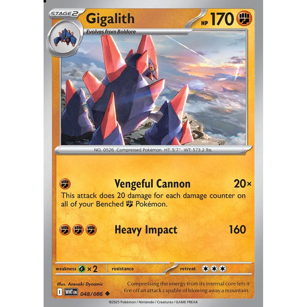 Gigalith Uncommon 048/086 Pokemon Card Game White Flare