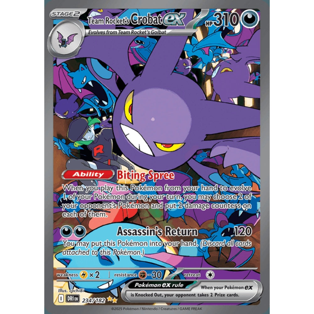 Team Rocket's Crobat ex Secret Illustration Rare 234/182 Pokemon Card Game Destined Rivals