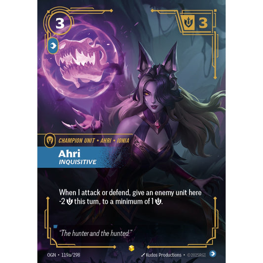 Ahri, Inquisitive OGN-119a/298 Riftbound Card Game Origins Showcase