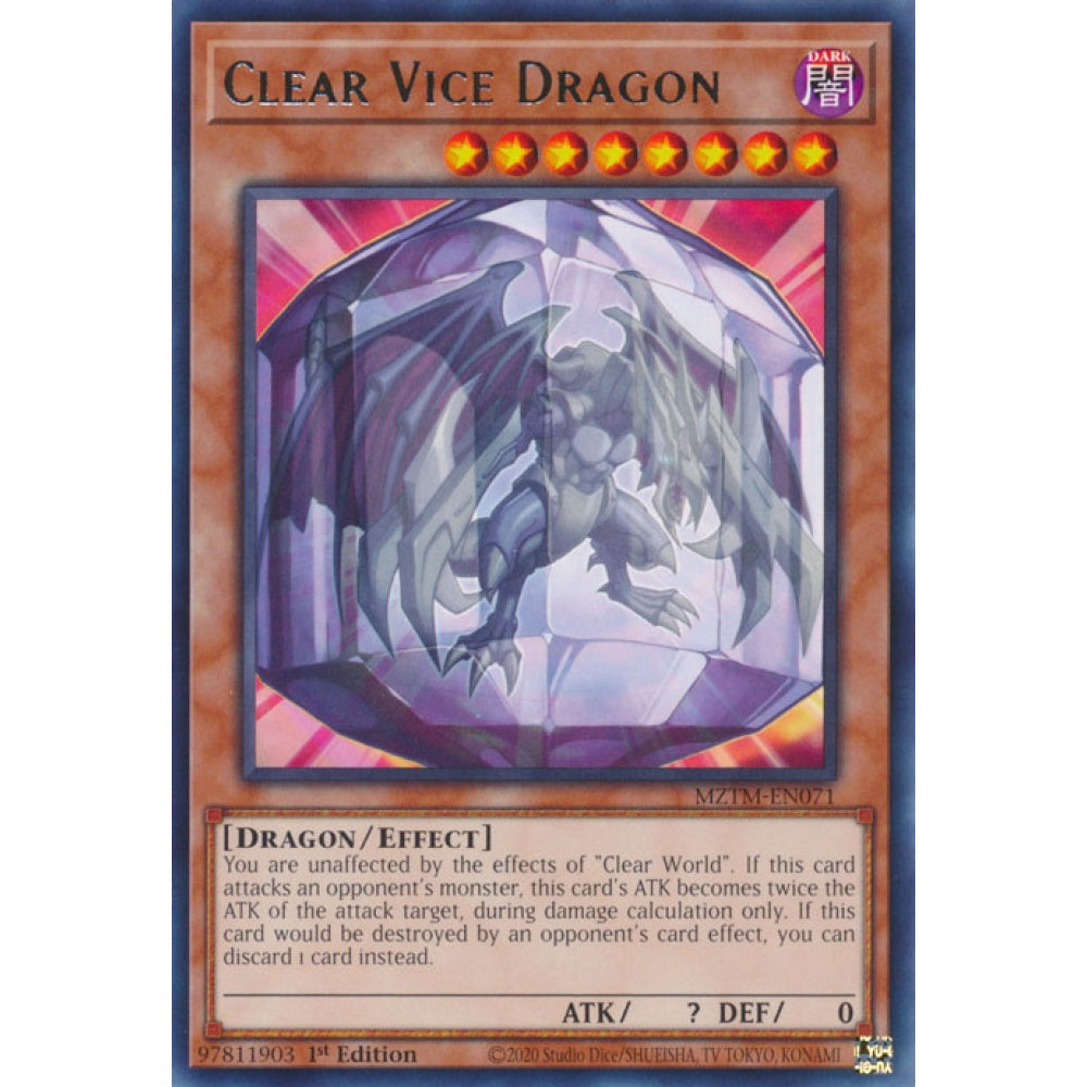 Clear Vice Dragon MZTM-EN071 Rare Rare Yu-Gi-Oh Maze of the Master in Art