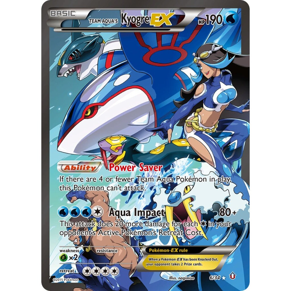 Team Aqua's Kyogre-EX Rare Ultra 6/34 Pokemon Card Game Double Crisis