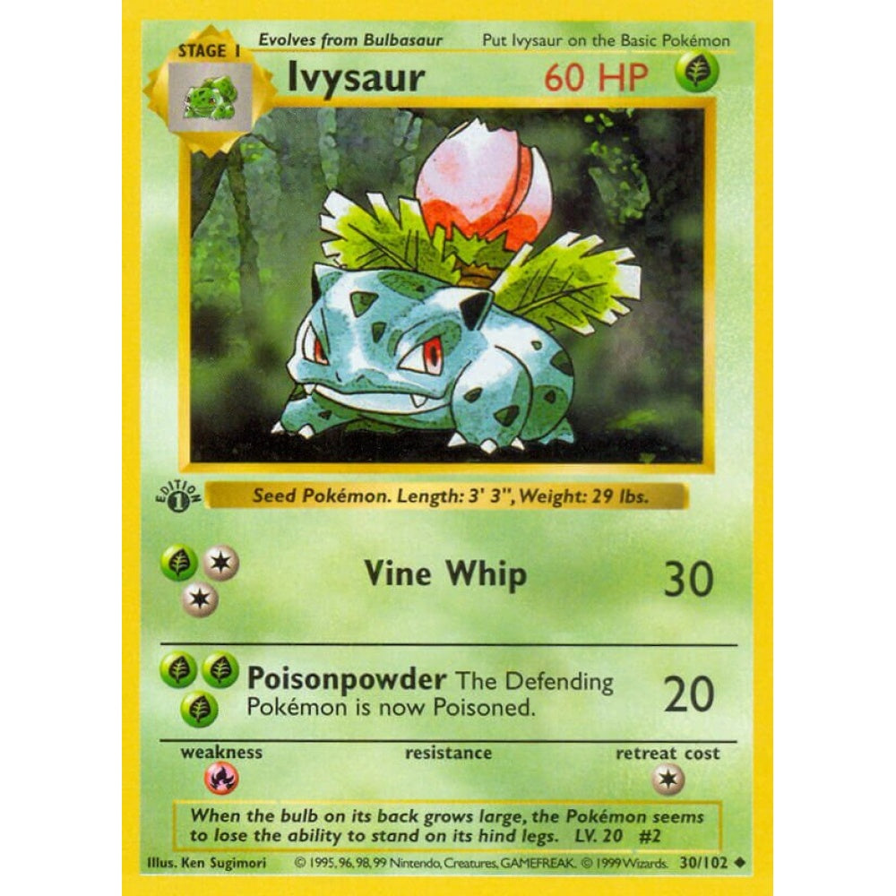 Ivysaur Uncommon 30/102 Pokemon Card Game Base Set