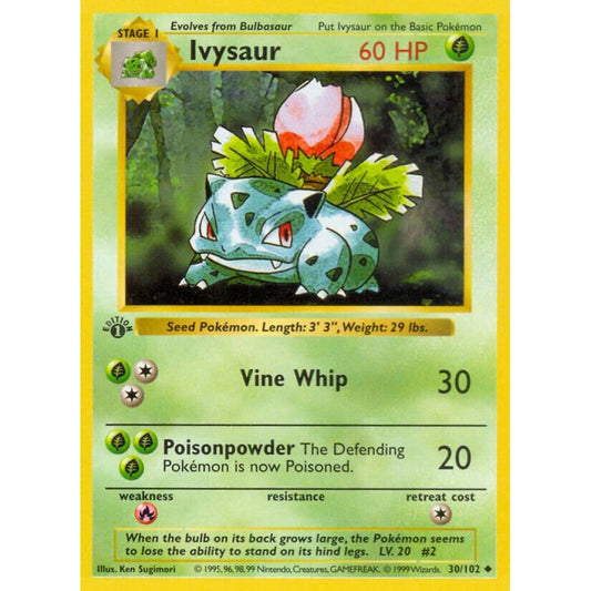 Ivysaur Uncommon 30/102 Pokemon Card Game Base Set