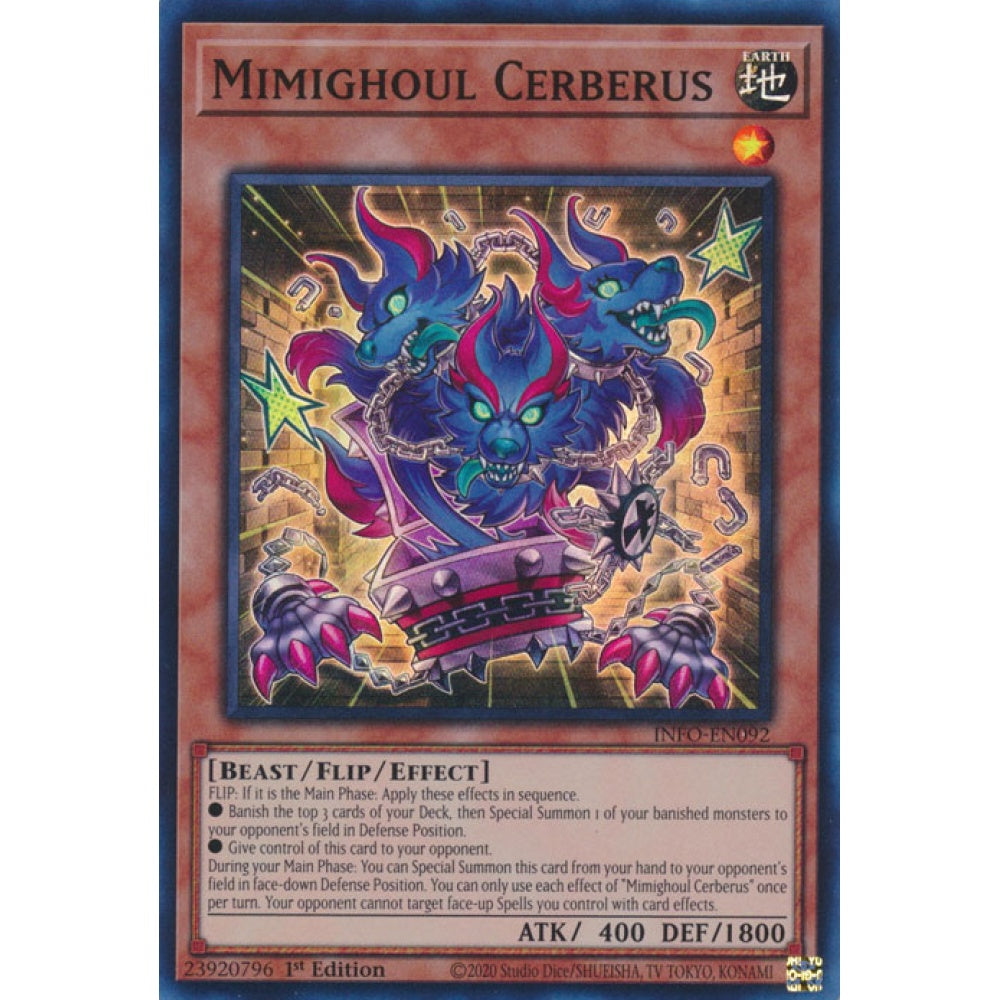 Mimighoul Cerberus INFO-EN092 Super Super Rare Yu-Gi-Oh The Infinite Forbidden in Art