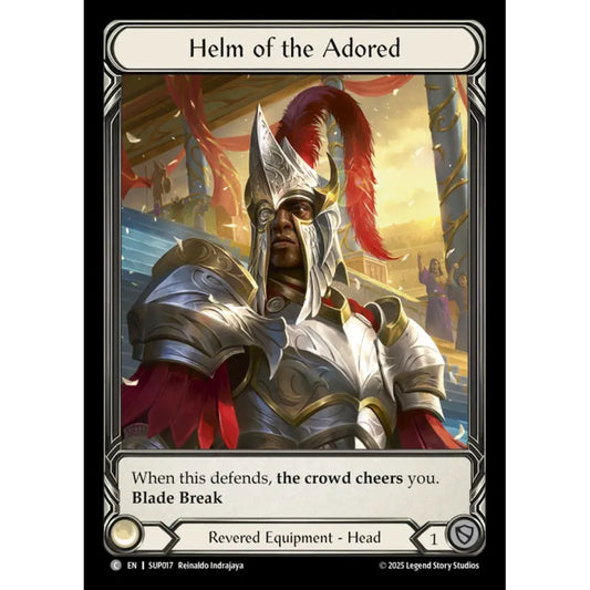 Helm of the Adored SUP017-CF Rare Flesh & Blood Trading Card Game Super Slam in Cold Foil Art