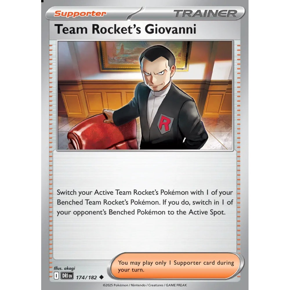 Team Rocket's Giovanni Uncommon 174/182 Pokemon Card Game Destined Rivals