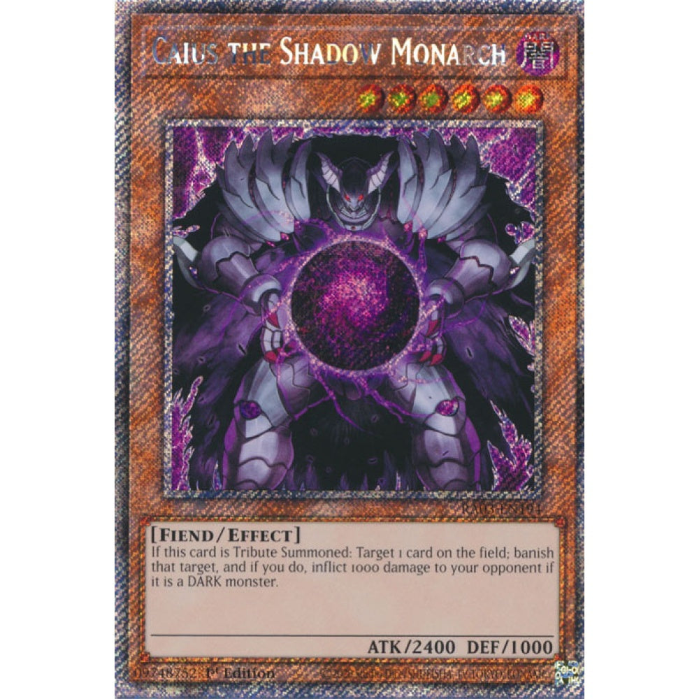 Caius the Shadow Monarch RA03-EN194 Platinum Platinum Secret Rare Yu-Gi-Oh Quarter Century Bonanza in Art