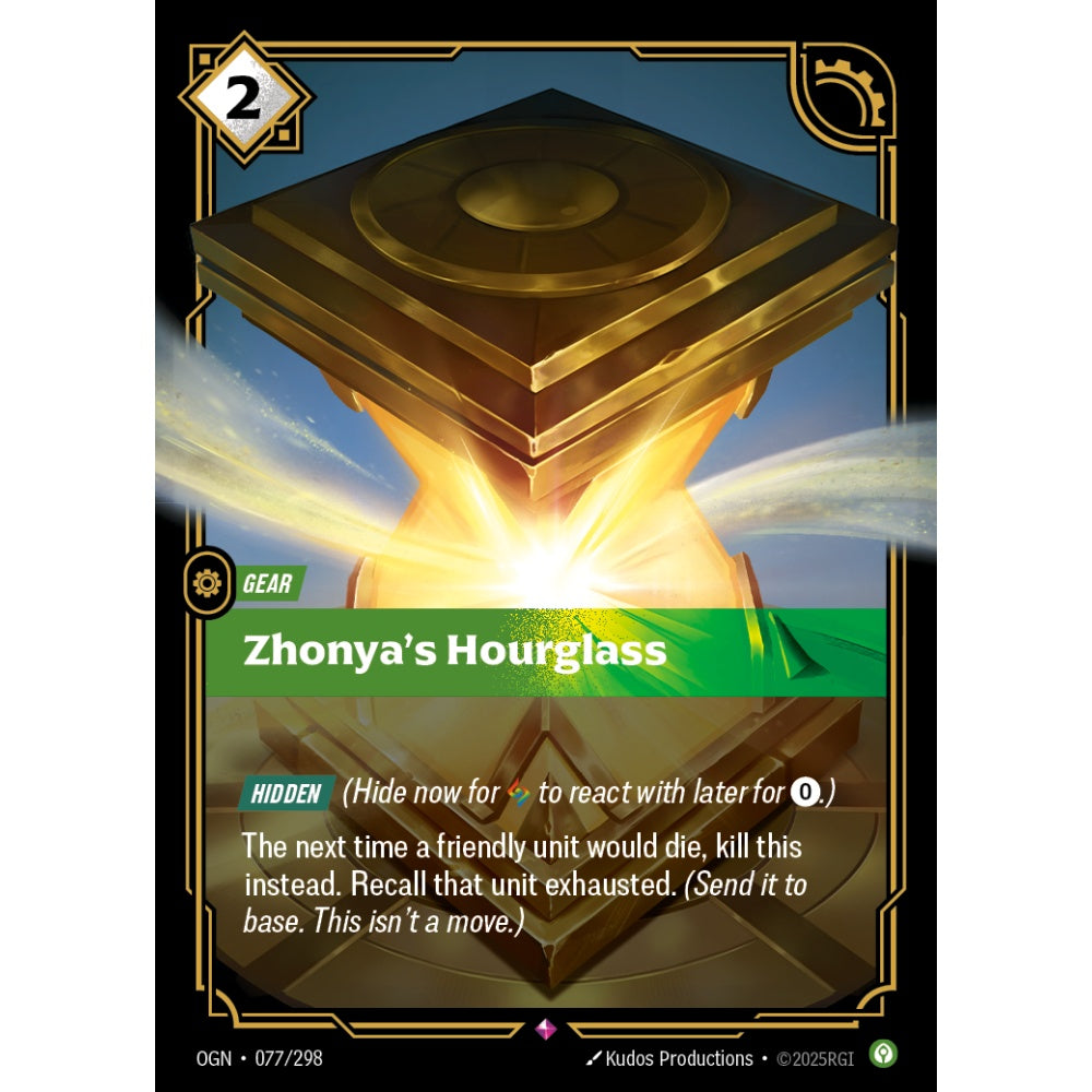 Zhonya's Hourglass OGN-077/298 Riftbound Card Game Origins Rare