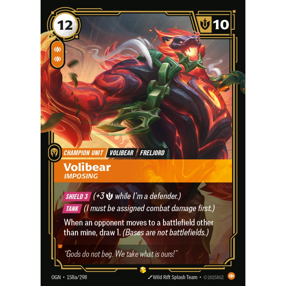 Volibear, Imposing OGN-158a/298 Riftbound Card Game Origins Showcase