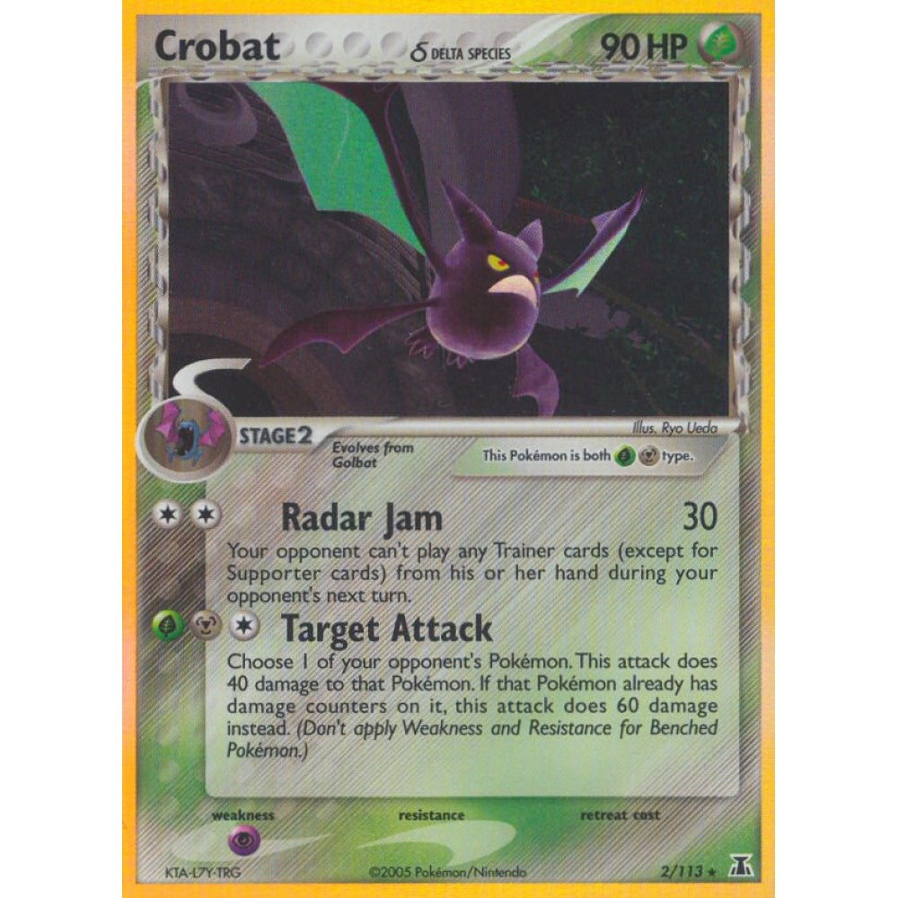 Crobat Holo Rare 2/113 Pokemon Card Game Delta Species