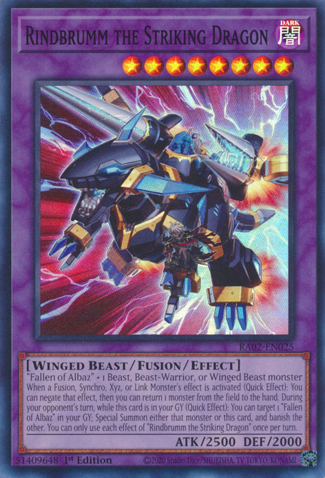 Rindbrumm the Striking Dragon RA02-EN025 Platinum Platinum Secret Rare Yu-Gi-Oh 25th Anniversary Rarity Collection II in Art