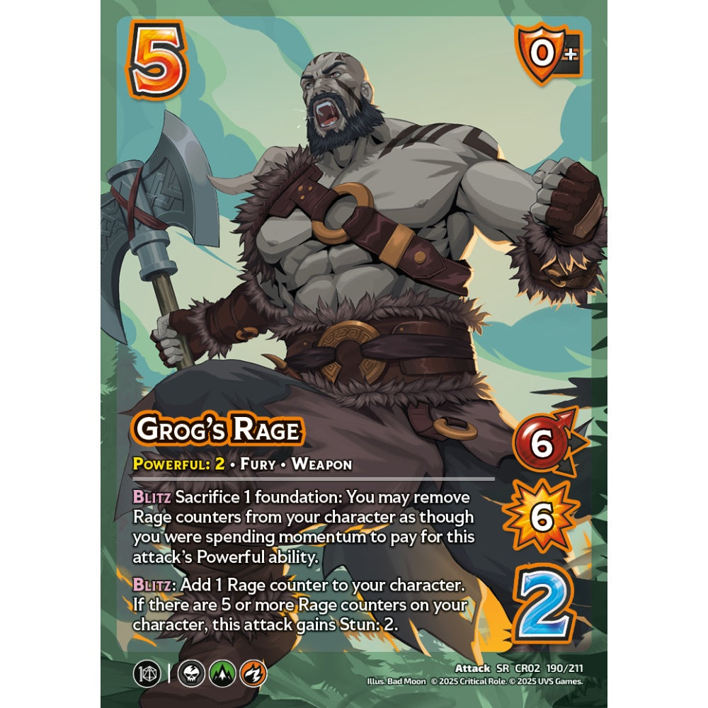 Grog’s Rage, 190/211, CR02, Universus, Critical Role: Heroes Of Exandria, Attack, SR