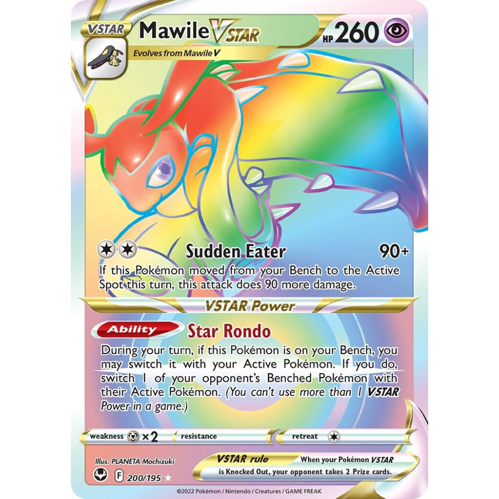 Mawile VSTAR Rare Rainbow 200/195 Pokemon Card Game Silver Tempest