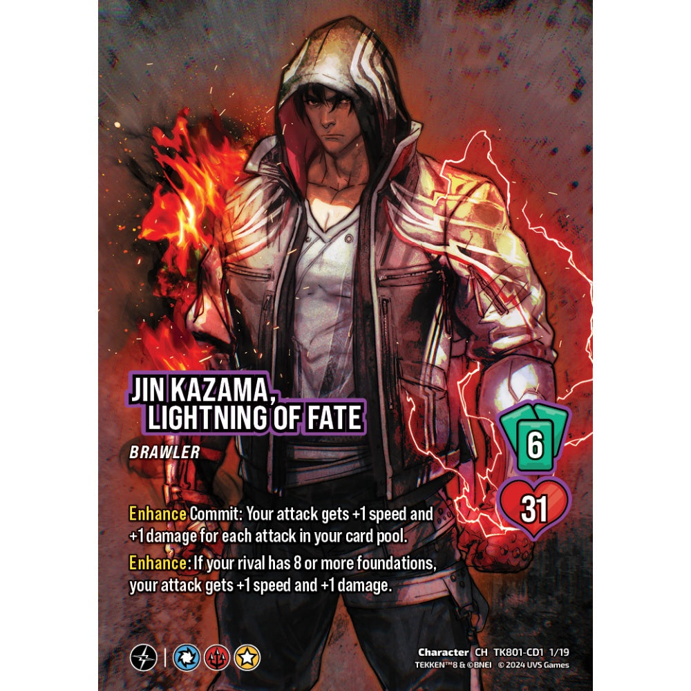 Jin Kazama, Lightning of Fate, 1/19, TK801-CD1, Universus, TEKKEN 8 Clash Decks, Character, CH