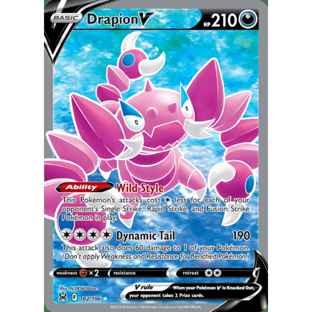 Drapion V Full Art 182/196 Pokemon Card Game Lost Origins
