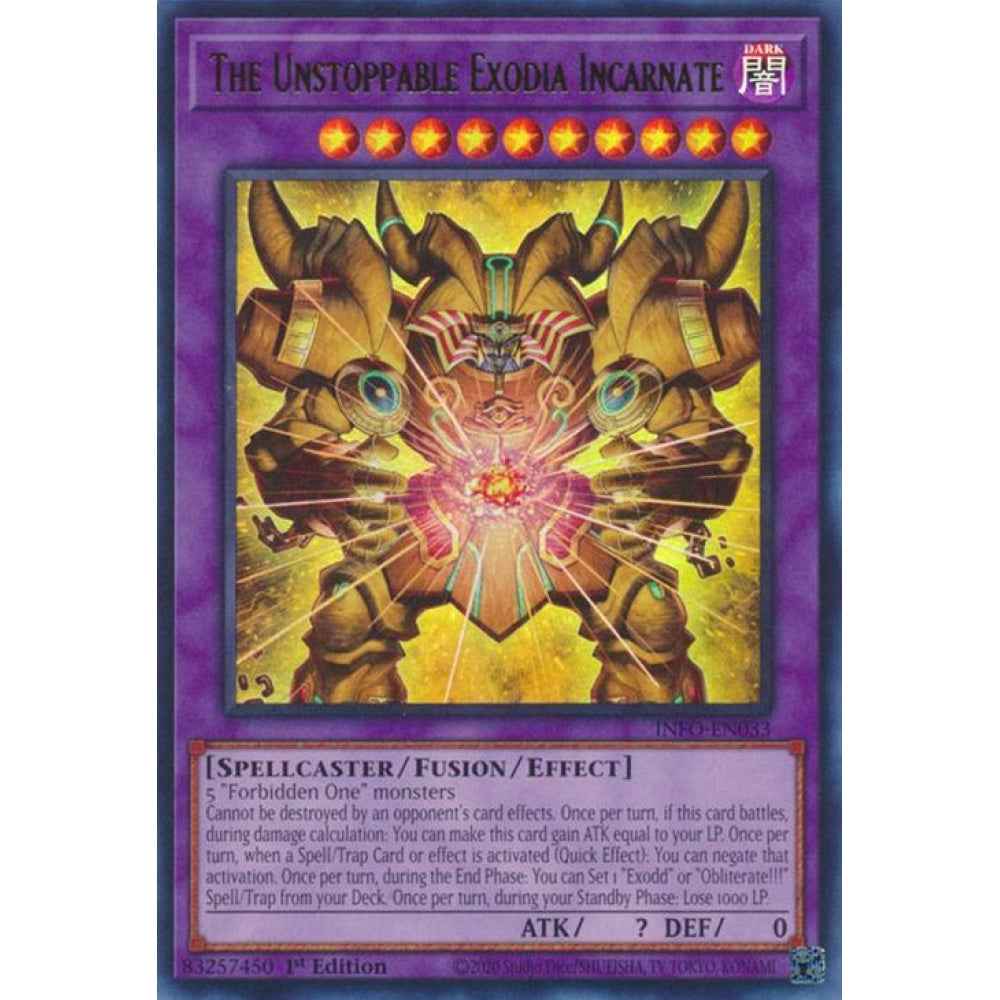 The Unstoppable Exodia Incarnate INFO-EN033 Ultra Yu-Gi-Oh The Infinite Forbidden