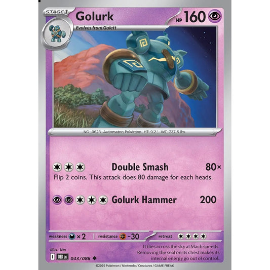 Golurk Uncommon 043/086 Pokemon Card Game Black Bolt