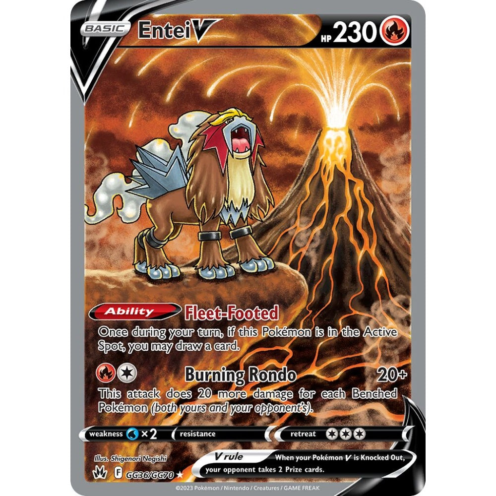 Entei V Holo Rare V GG36/GG70 Pokemon Card Game Crown Zenith
