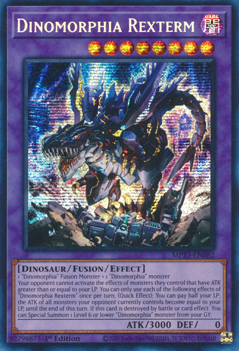 Dinomorphia Rexterm MP23-EN082 Prismatic Prismatic Secret Rare Yu-Gi-Oh 25th Anniversary Tin: Dueling Heroes Mega Pack in Art