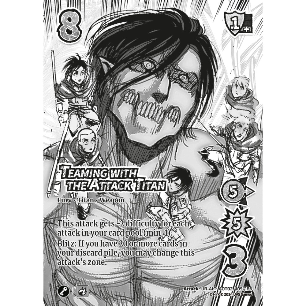 Teaming with the Attack Titan, 105/186, AOT02, Universus, Attack on Titan: Origins of Power, Attack, UR-ALT