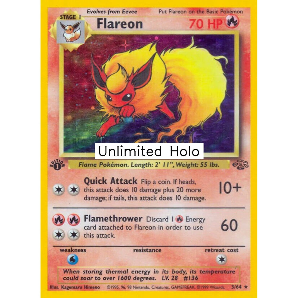 Flareon Rare Holo 3/64 Pokemon Card Game Jungle