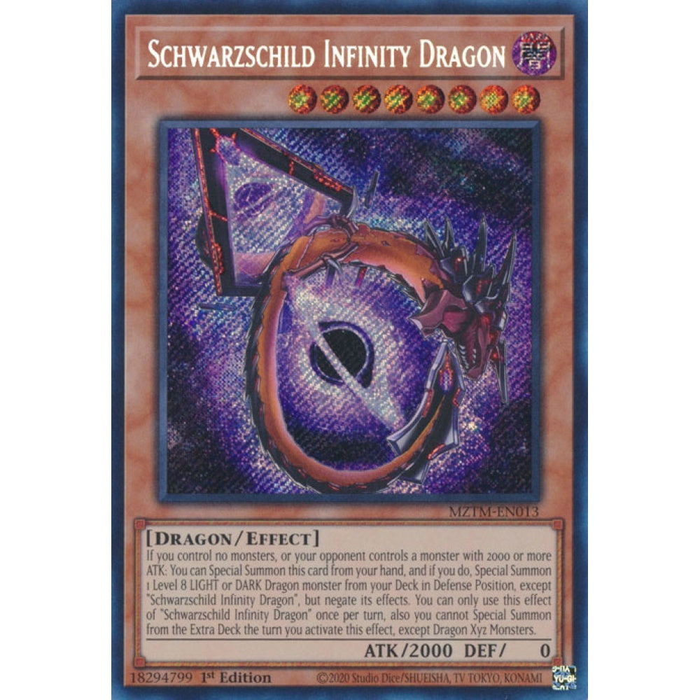 Schwarzschild Infinity Dragon MZTM-EN013 Secret Secret Rare Yu-Gi-Oh Maze of the Master in Art