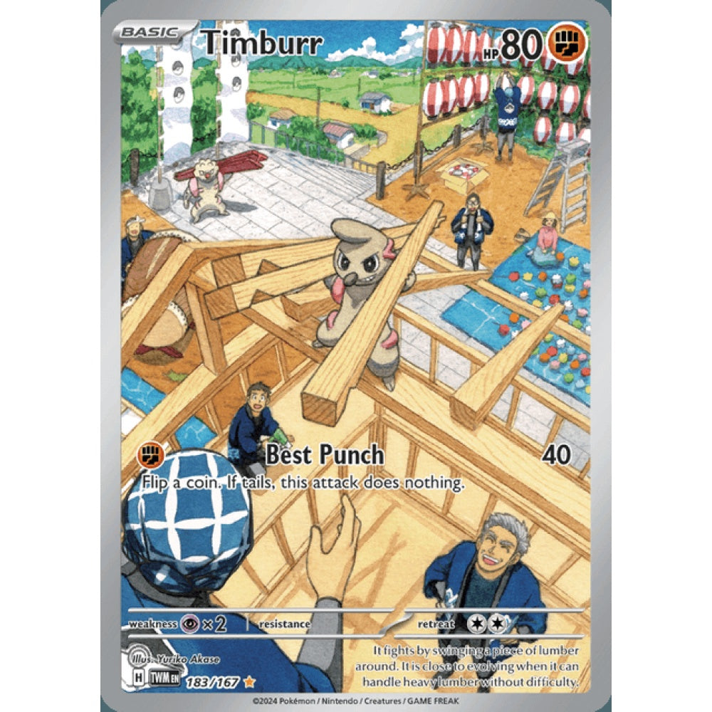 Timburr Illustration Rare 183/167 Pokemon Card Game Twilight Masquerade