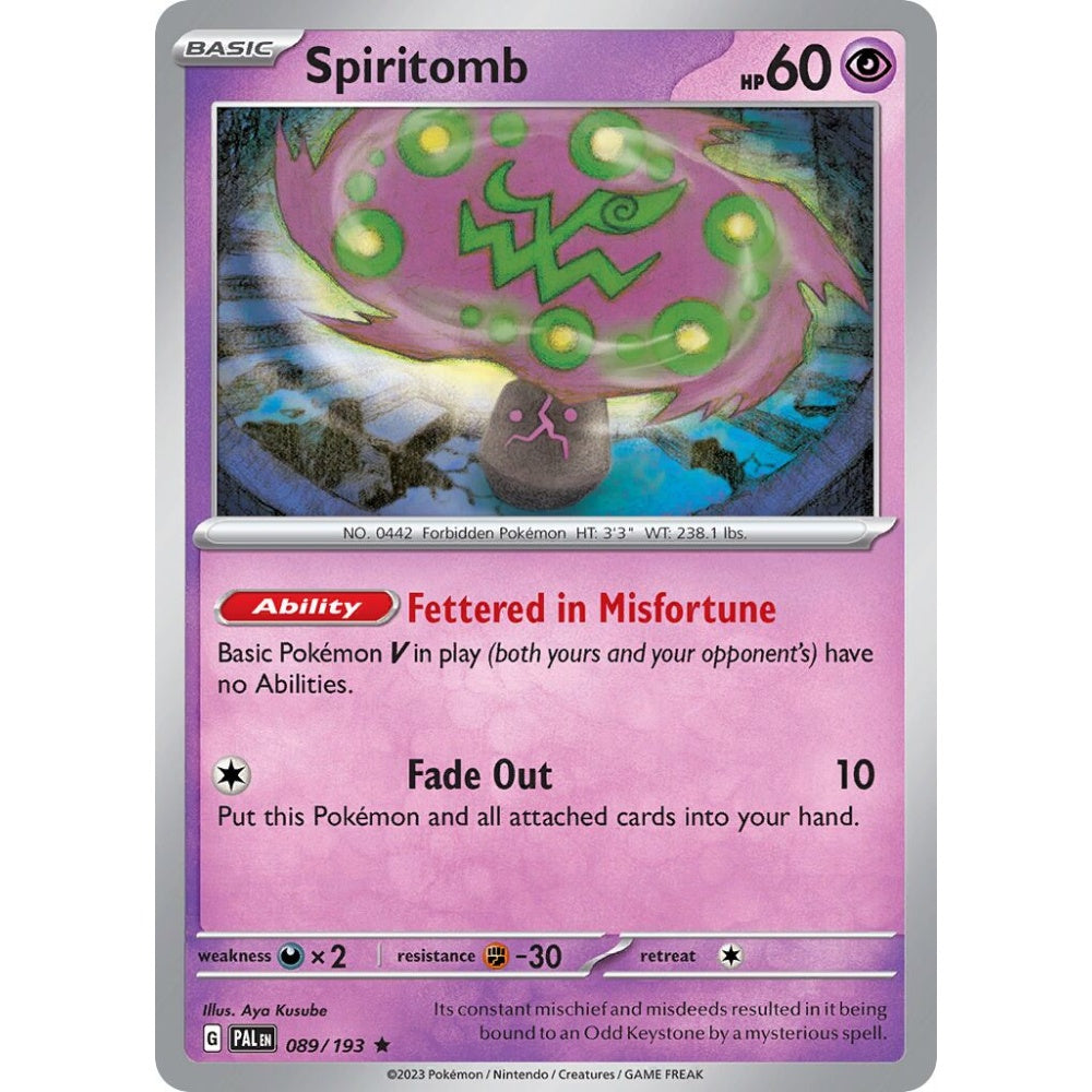 Spiritomb Rare 089/193 Pokemon Card Game Paldea Evolved