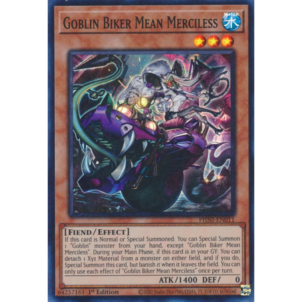 Goblin Biker Mean Merciless PHNI-EN011 Super Super Rare Yu-Gi-Oh Phantom Nightmare in Art