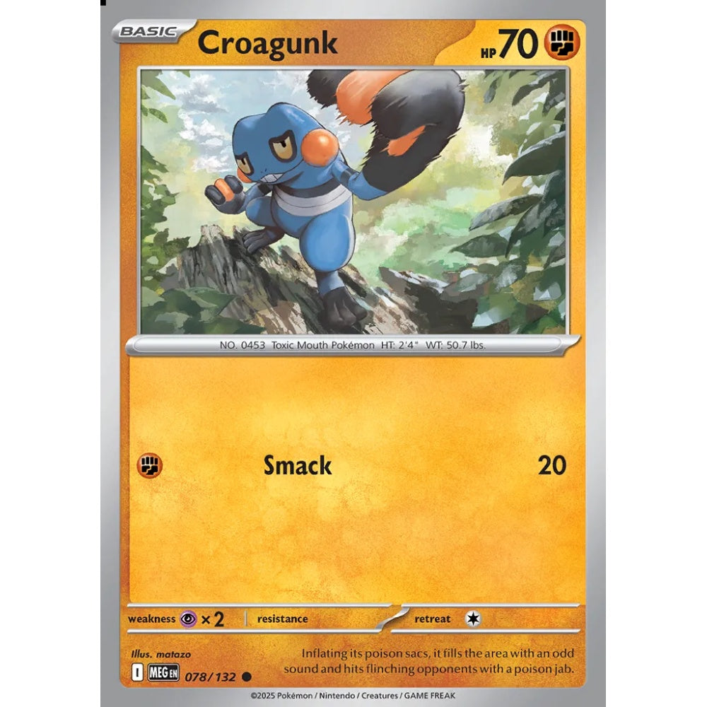 Croagunk Common 078/132 Pokemon Card Game Mega Evolution