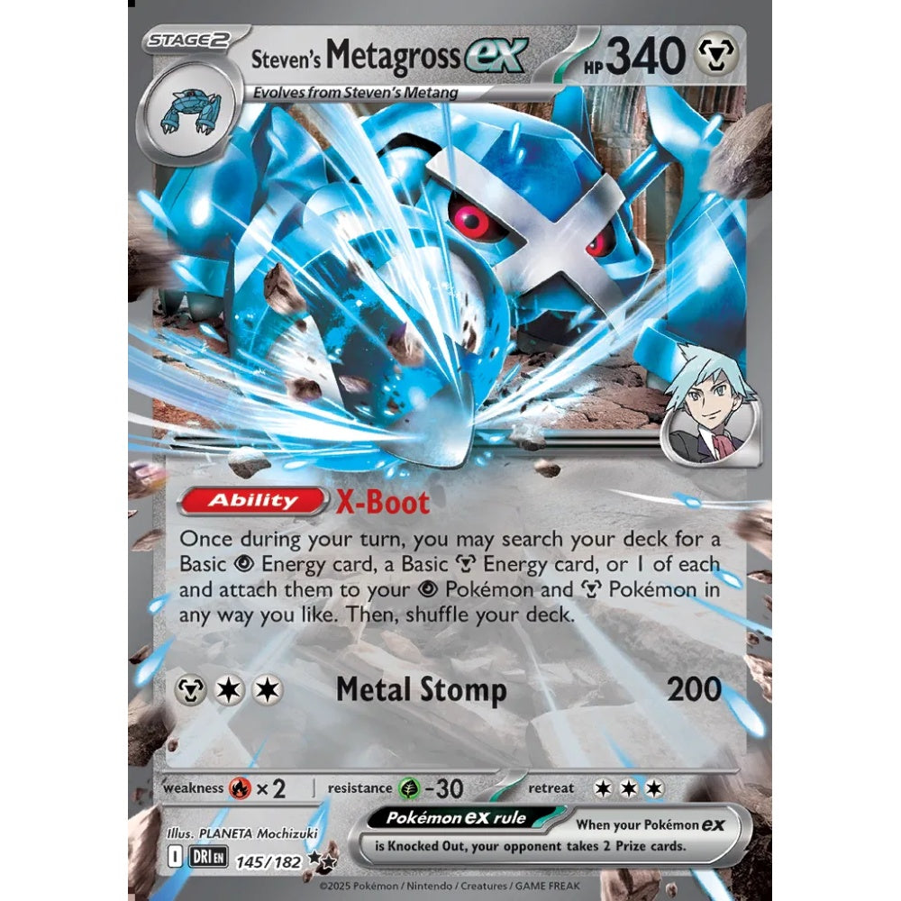 Steven's Metagross ex Double Rare 145/182 Pokemon Card Game Destined Rivals