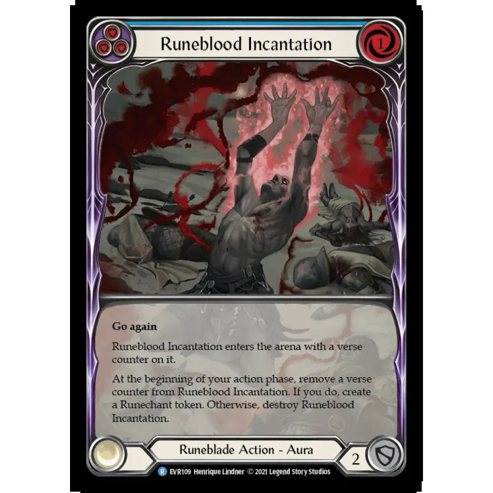 Runeblood Incantation EVR109-EA Rare Flesh & Blood Trading Card Game Everfest in Rainbow Foil Art