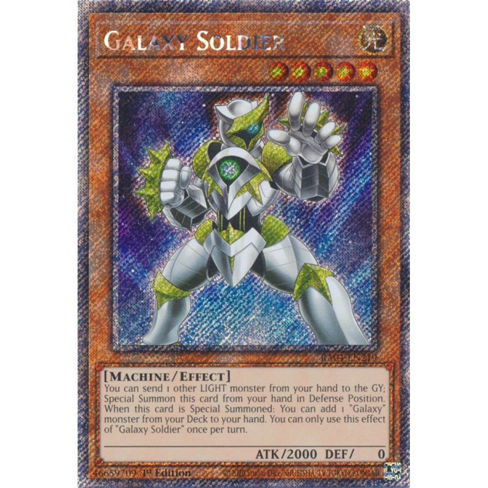 Galaxy Soldier RA04-EN219 Platinum Platinum Secret Rare Yu-Gi-Oh Quarter Century Stampede in Art