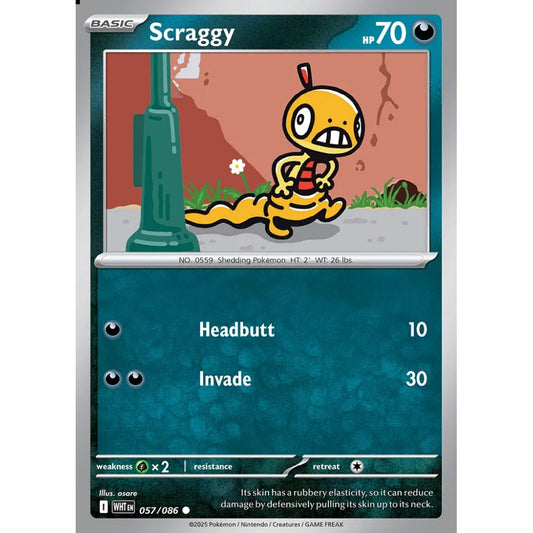Scraggy Common 057/086 Pokemon Card Game White Flare